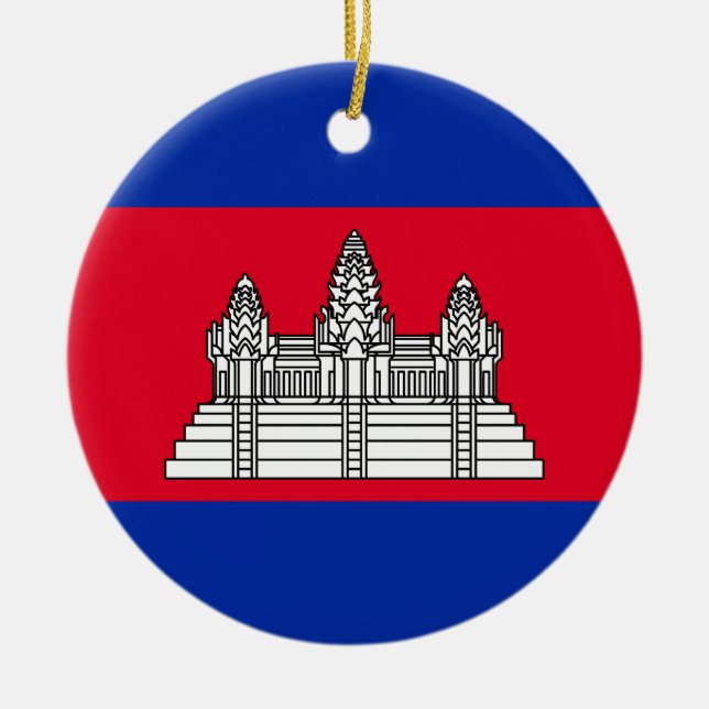 Flag of Cambodia Ceramic Tree Decoration (Front)