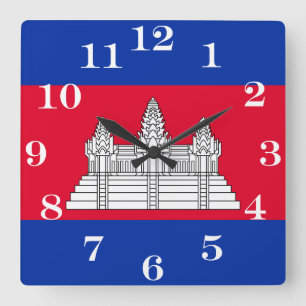 Flag of Cambodia Square Wall Clock