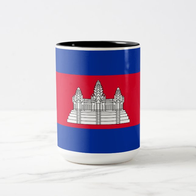 Flag of Cambodia Two-Tone Coffee Mug (Center)