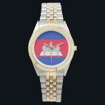 Flag of Cambodia Watch<br><div class="desc">Since around 1850,  the Cambodian flag has featured a depiction of Angkor Wat in the centre. The current flag,  with a blue border and red central was adopted following Cambodia's independence in 1948. #patriotic #flag #cambodia #cambodian #angkorwat</div>