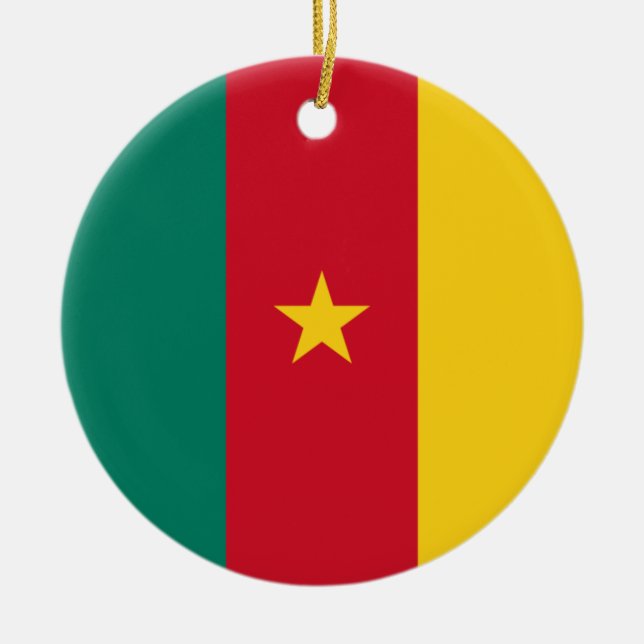 Flag of Cameroon Ceramic Tree Decoration (Front)