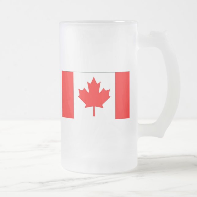 Flag of Canada Frosted Glass Beer Mug (Right)