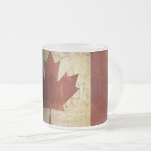 Flag of Canada / Grunge... Frosted Glass Coffee Mug