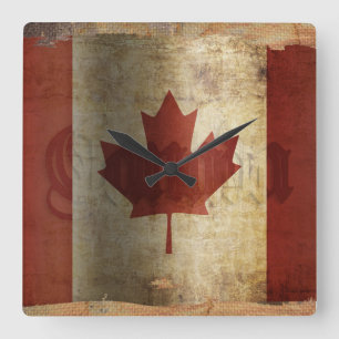 Flag of Canada / Grunge... Square Wall Clock