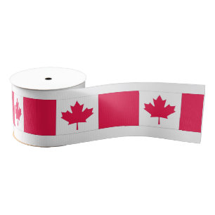 Flag of Canada Pink & White Grosgrain Ribbon
