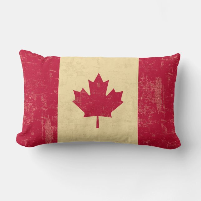 Flag of Canada Vintage Faded Lumbar Cushion (Front)