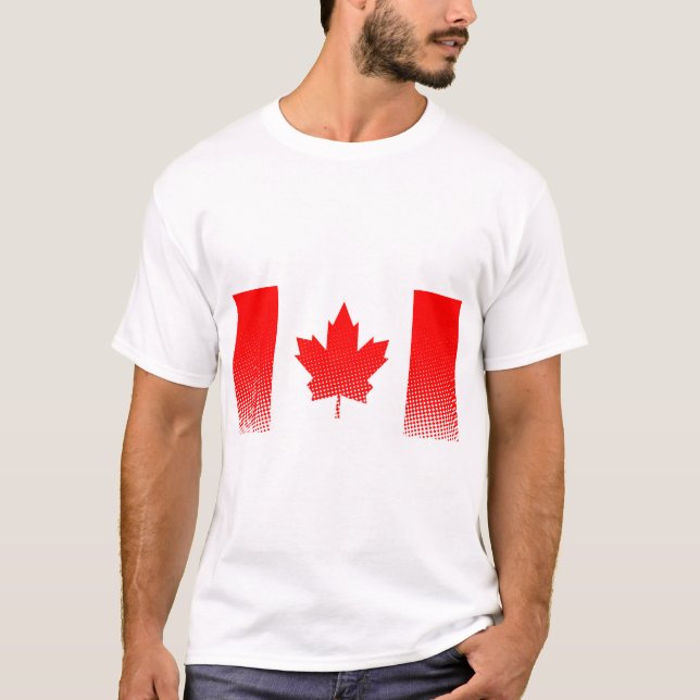 Flag Of Canada With Halftone Effect T-Shirt (Front)