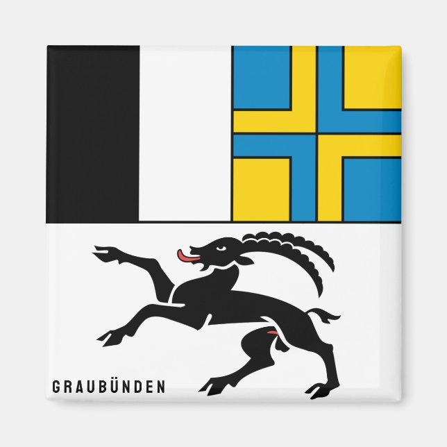 Flag of Canton Graubünden, Switzerland Magnet (Front)