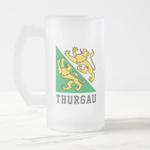 Flag of Canton Thurgau, Switzerland Frosted Glass Beer Mug