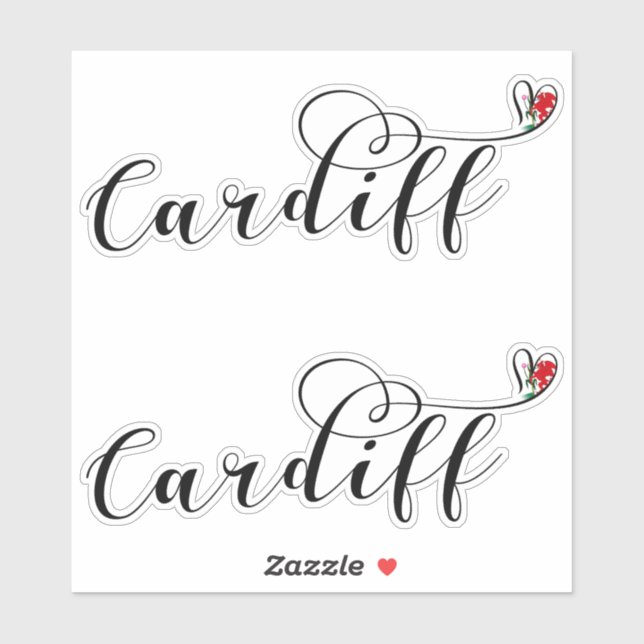 Flag of Cardiff in Heart, Wales (Sheet)