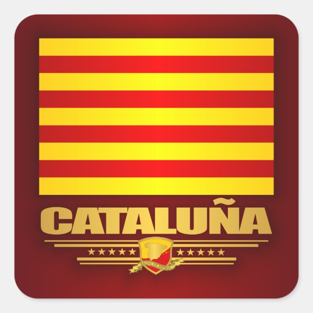 Flag of Cataluna (Catalonia) Square Sticker (Front)
