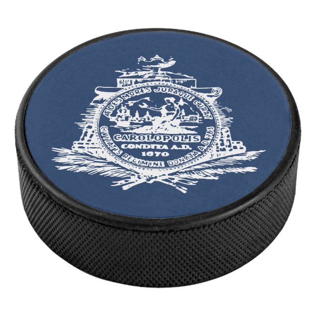 Flag of Charleston, South Carolina Hockey Puck (3/4)