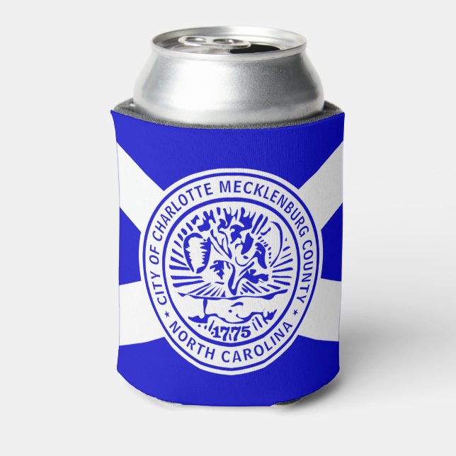 Flag of Charlotte, North Carolina Can Cooler (Can Back)