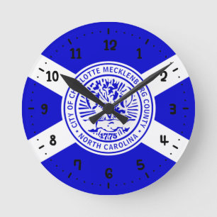 Flag of Charlotte, North Carolina Round Clock