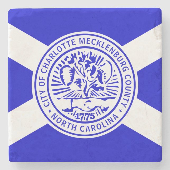 Flag of Charlotte, North Carolina Stone Coaster (Front)