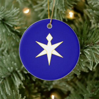 Flag of Chiba Prefecture, Japan Ceramic Tree Decoration