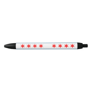 Flag of Chicago, Illinois Black Ink Pen