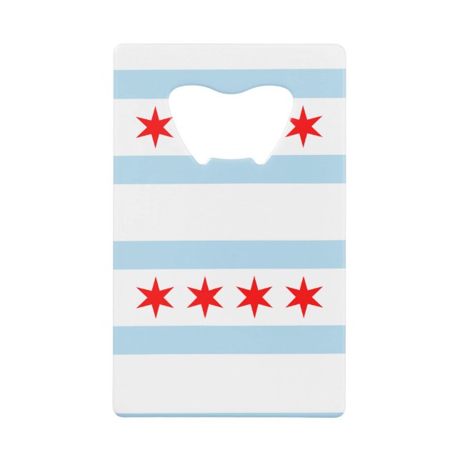 Flag of Chicago, Illinois Credit Card Bottle Opene (Front)