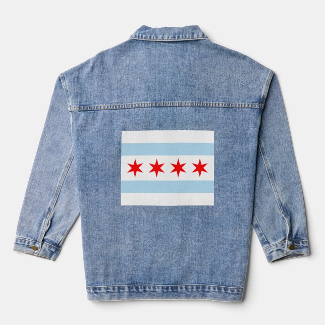 Flag of Chicago, Illinois Denim Jacket (Back)