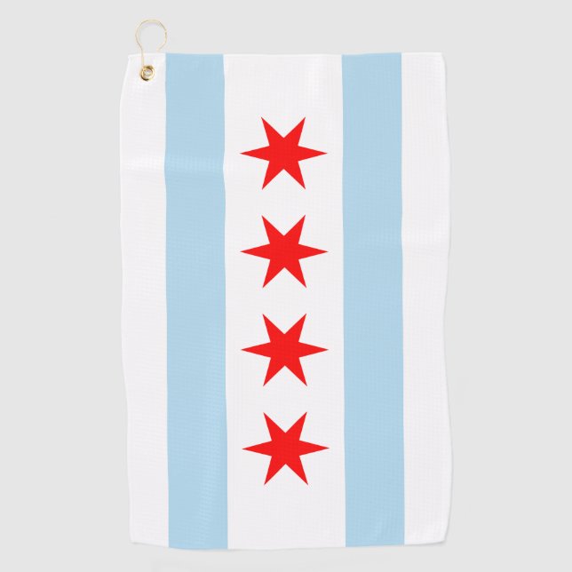 Flag of Chicago, Illinois Golf Towel (Front)