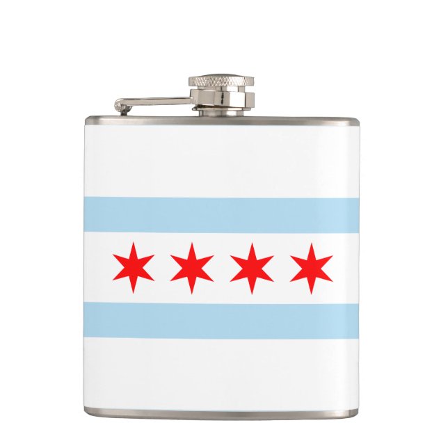 Flag of Chicago, Illinois Hip Flask (Front)