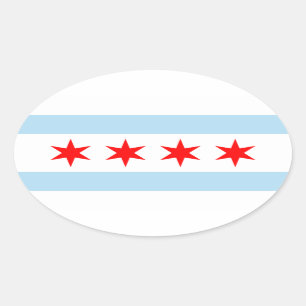 Flag of Chicago, Illinois Oval Sticker