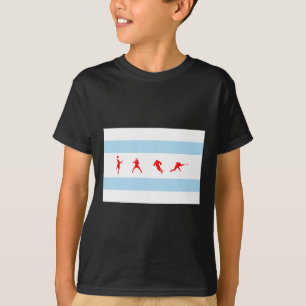 Flag Of Chicago Illinois Sketll Sell Footll Hockey T-Shirt