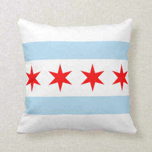 Flag of Chicago, Illinois Throw Pillow