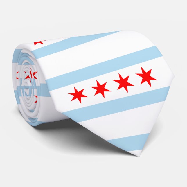 Flag of Chicago, Illinois Tie (Rolled)