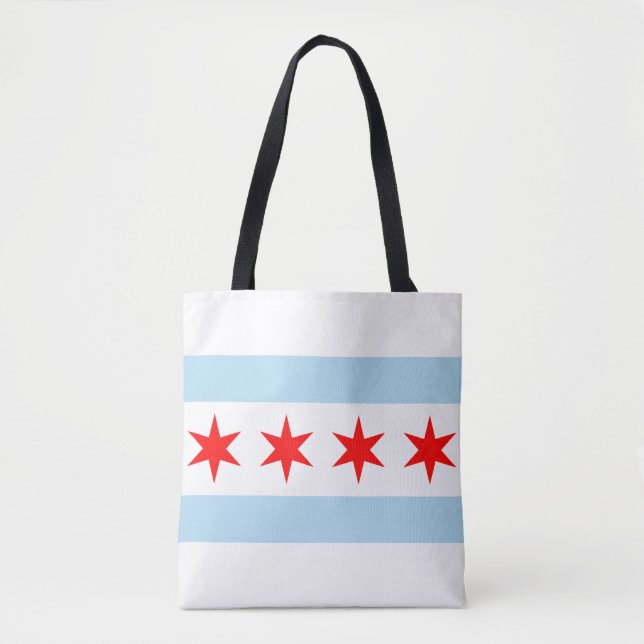 Flag of Chicago, Illinois Tote Bag (Front)