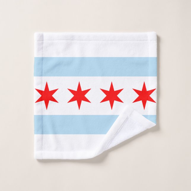 Flag of Chicago, Illinois Wash Cloth (Wash Cloth)