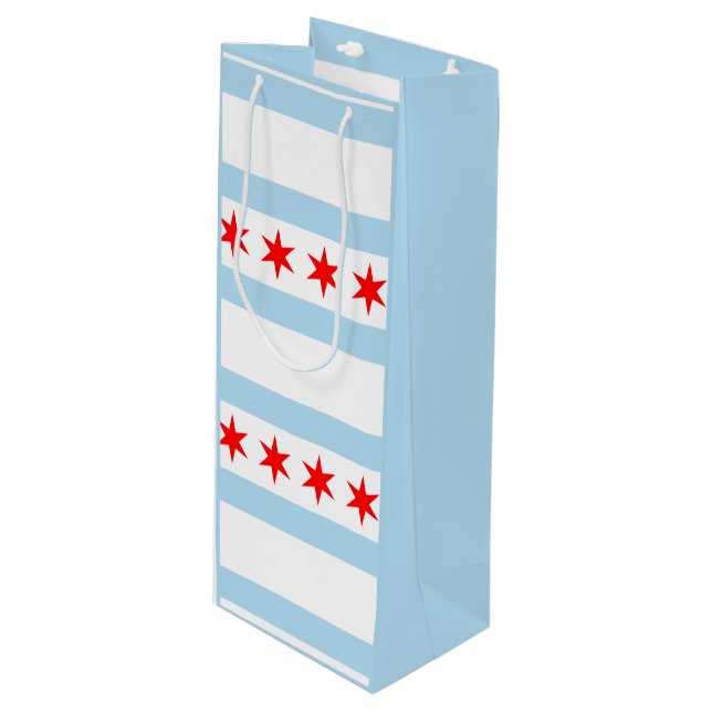 Flag of Chicago, Illinois Wine Gift Bag (Front Angled)