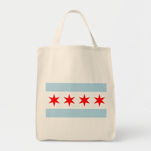 Flag of Chicago Organic Grocery Tote (Front)