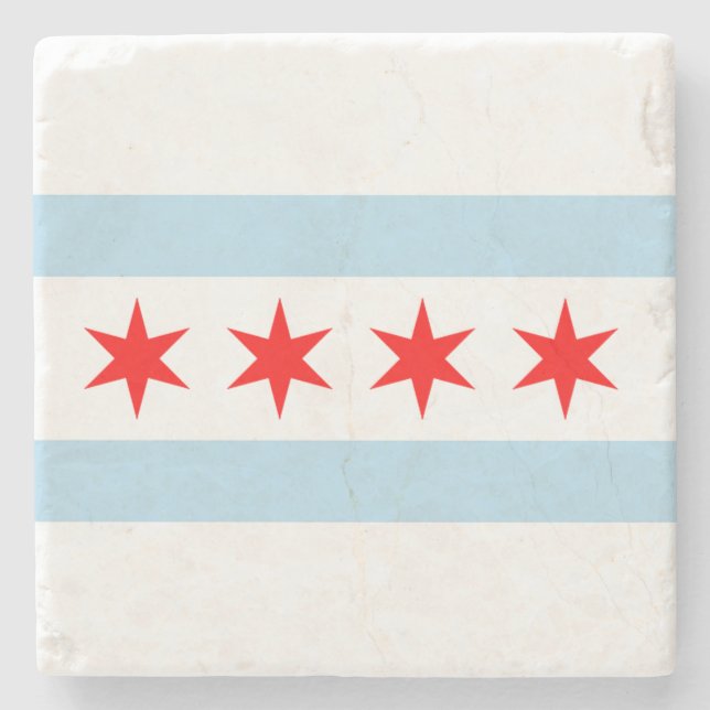 Flag of Chicago Stone Coaster (Front)