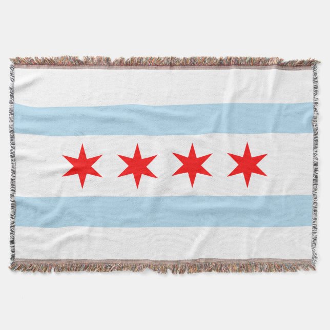 Flag of Chicago Throw Blanket (Front)