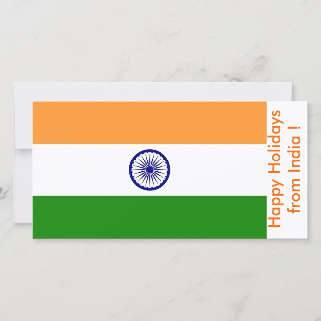 Flag of China, Happy Holidays from India Holiday Card (Front)