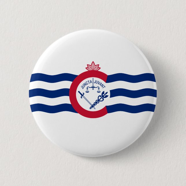 Flag of Cincinnati (Ohio) 6 Cm Round Badge (Front)