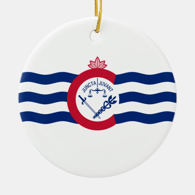 Flag of Cincinnati (Ohio) Ceramic Tree Decoration (Front)