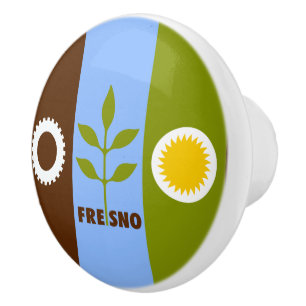 Flag of city of Fresno, California Ceramic Knob