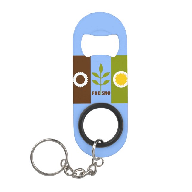 Flag of city of Fresno, California Keychain Bottle (Front)