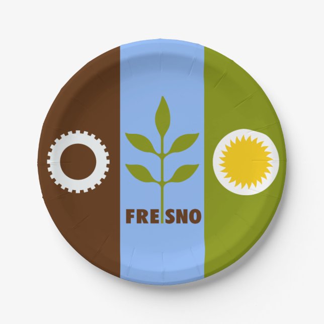 Flag of city of Fresno, California Paper Plates (Front)