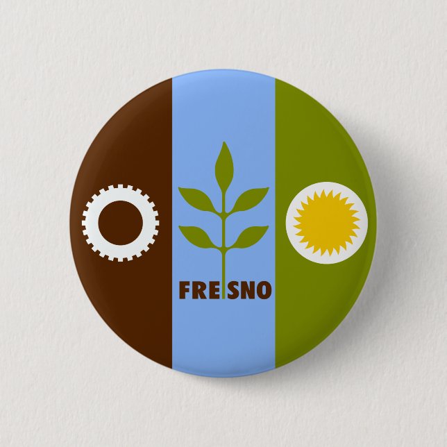 Flag of city of Fresno, California Pinback Button (Front)