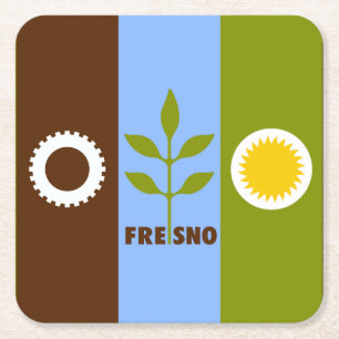 Flag of city of Fresno, California  Square Paper Coaster