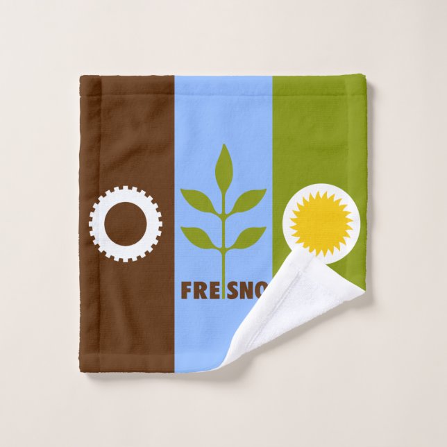 Flag of city of Fresno, California Wash Cloth (Wash Cloth)