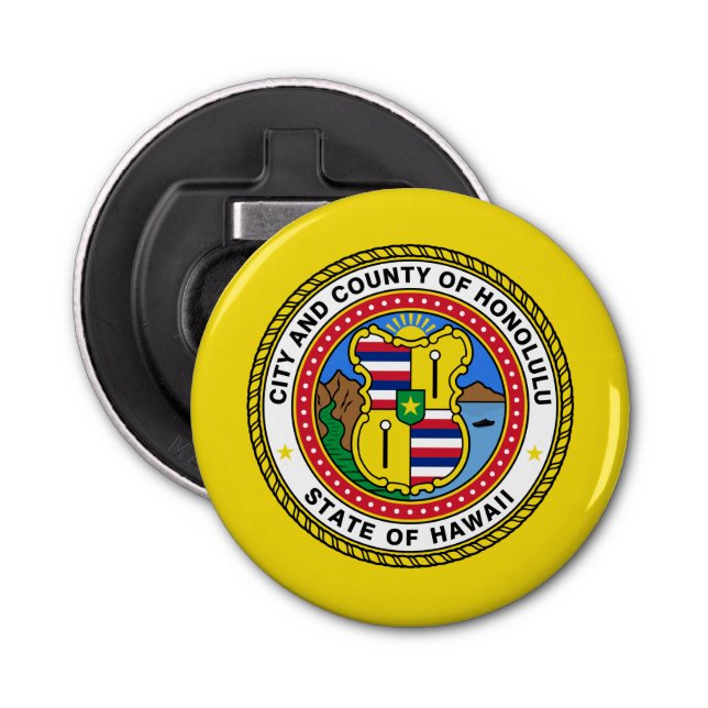 Flag of city of Honolulu, Hawaii Bottle Opener (Front)