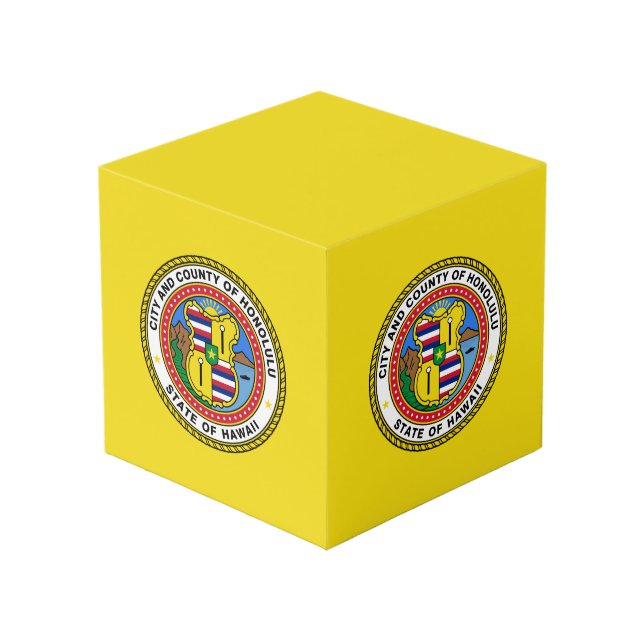 Flag of city of Honolulu, Hawaii Cube (Front Angled)