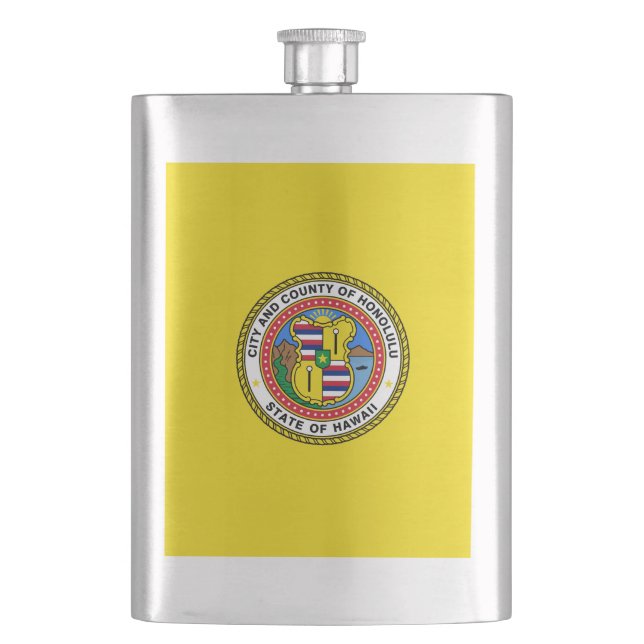 Flag of city of Honolulu, Hawaii Flask (Front)