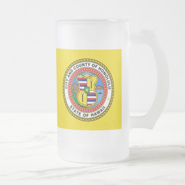 Flag of city of Honolulu, Hawaii Frosted Glass Bee Beer Mug (Right)