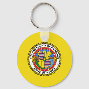 Flag of city of Honolulu, Hawaii Keychain