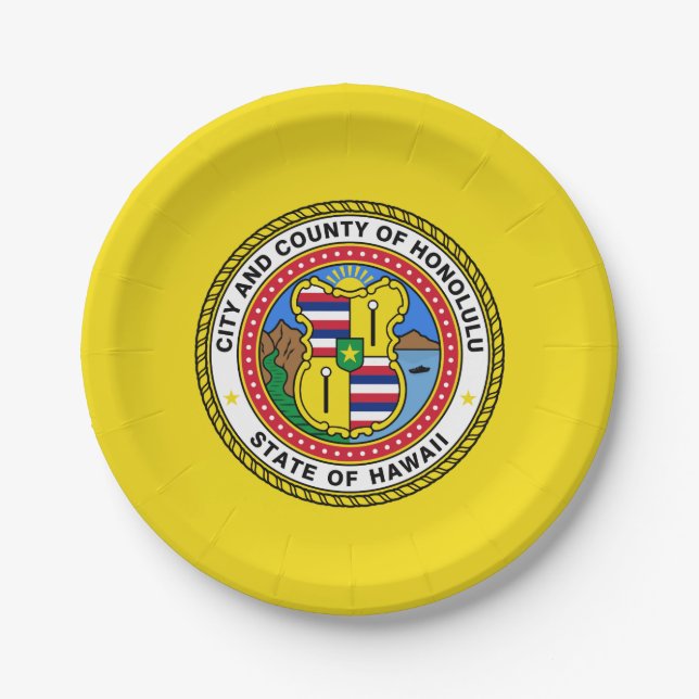 Flag of city of Honolulu, Hawaii Paper Plate (Front)